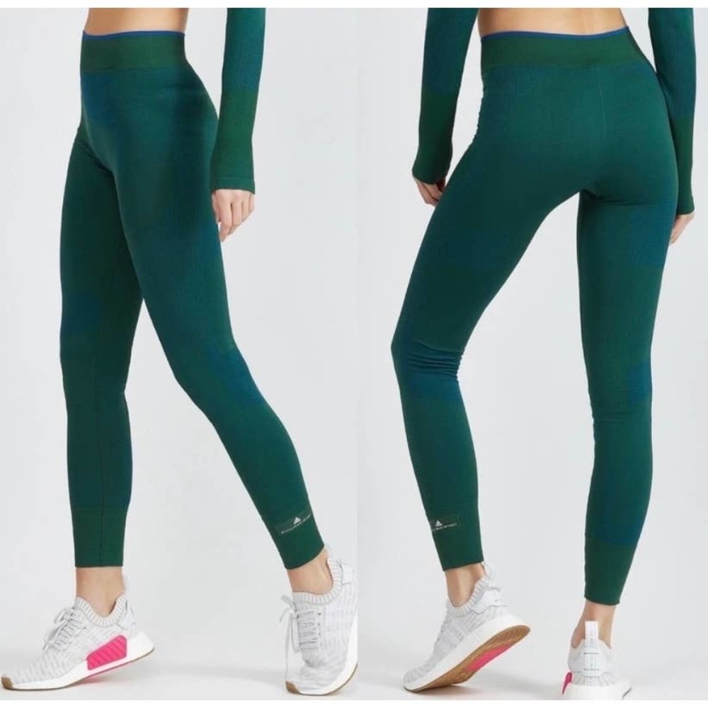 Seamless High-Waist Green Ribbed Leggings